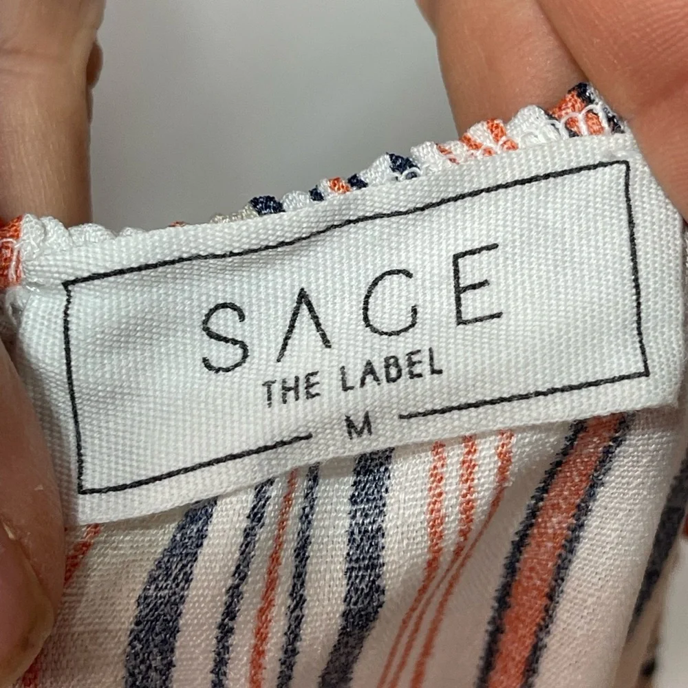 Sage the labor orange white stripes peplum cropped spaghetti straps tank top M - Picture 10 of 14